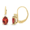Thumbnail Image 1 of Oval-Cut Natural Garnet & Diamond Drop Earrings 1/20 ct tw 10K Yellow Gold