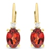 Thumbnail Image 2 of Oval-Cut Natural Garnet & Diamond Drop Earrings 1/20 ct tw 10K Yellow Gold