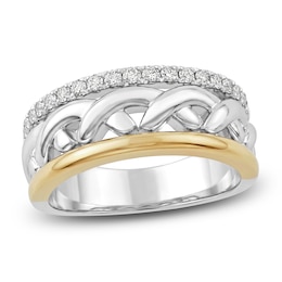 Unspoken Diamond Crossover Ring 1/4 ct tw 14K Yellow Gold & Sterling Silver