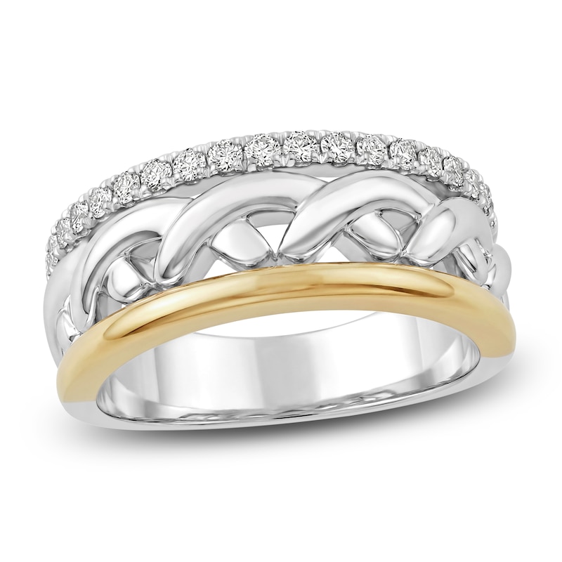 Main Image 1 of Unspoken Diamond Crossover Ring 1/4 ct tw 14K Yellow Gold & Sterling Silver