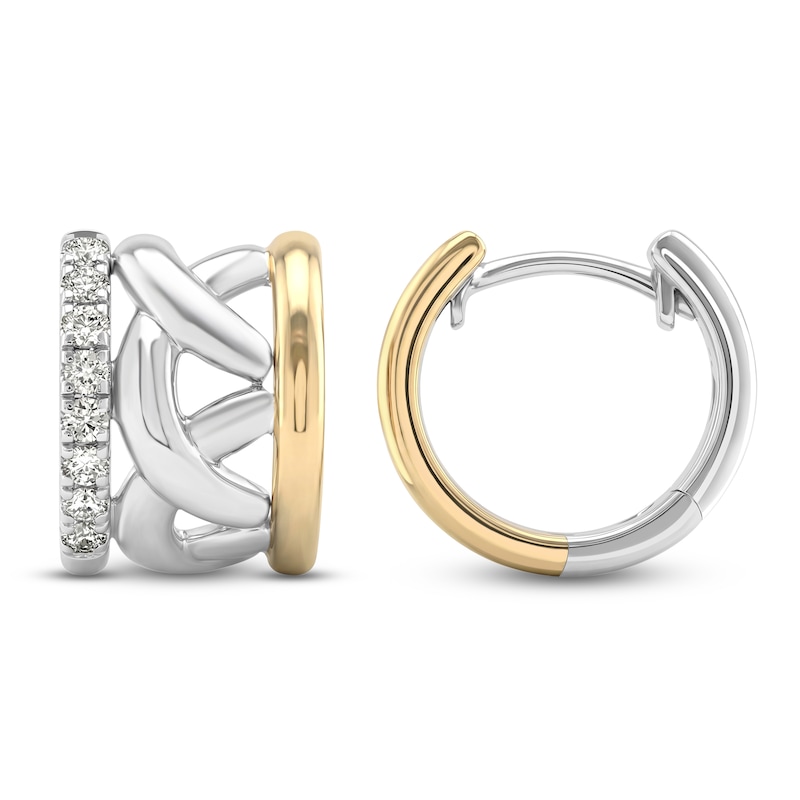Main Image 1 of &nbsp;Unspoken Diamond Huggie Hoop Earrings 1/4 ct tw 14K Yellow Gold and Sterling Silver