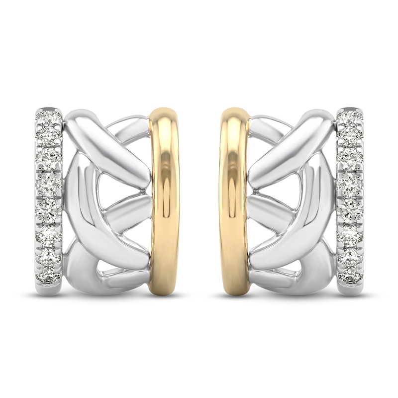 Main Image 3 of &nbsp;Unspoken Diamond Huggie Hoop Earrings 1/4 ct tw 14K Yellow Gold and Sterling Silver