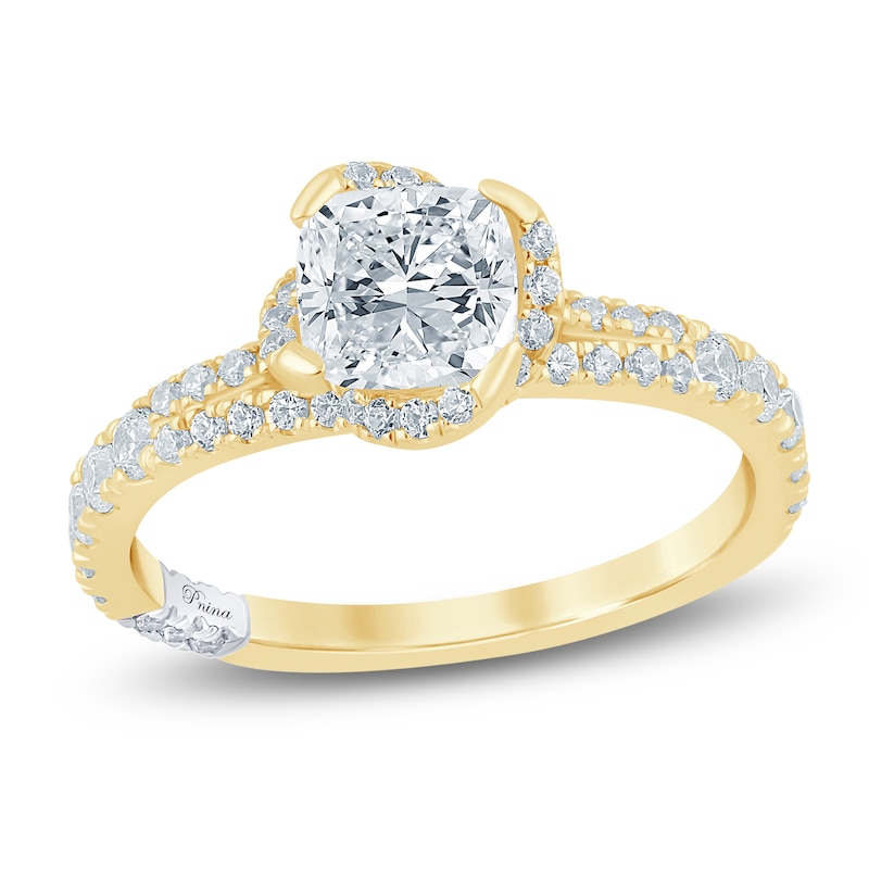 Main Image 1 of Pnina Tornai Lab-Grown Diamond Certified Cushion-Cut Halo Engagement Ring 1-1/2 ct tw 14K Yellow Gold