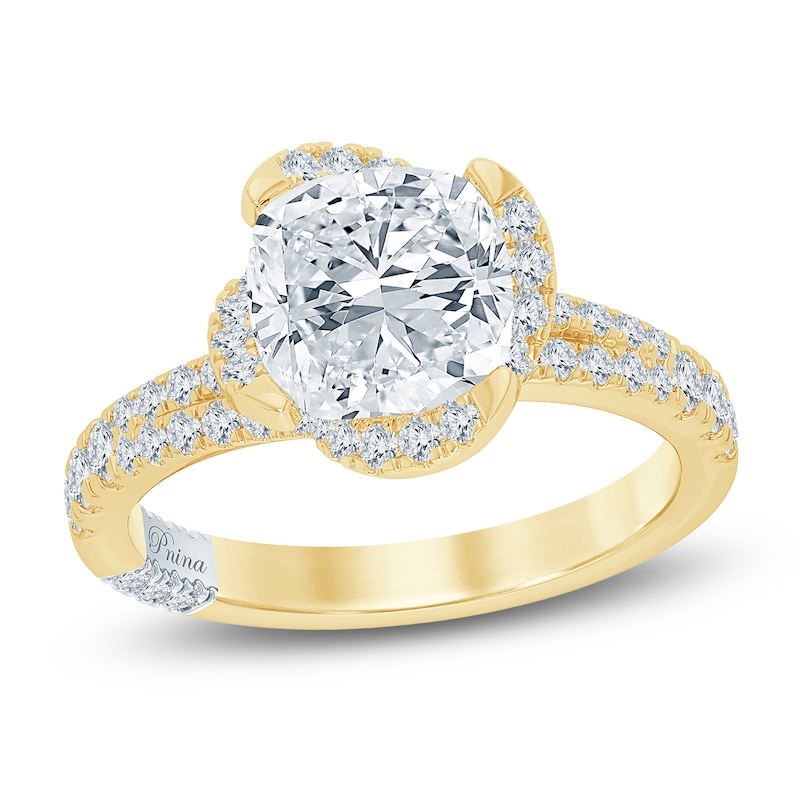 Main Image 1 of Pnina Tornai Lab-Grown Diamond Certified Cushion-Cut Halo Engagement Ring 3-1/2 ct tw 14K Yellow Gold