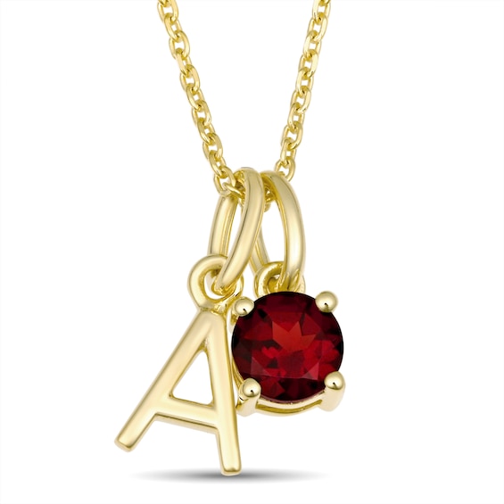Color Stone Initial Necklace