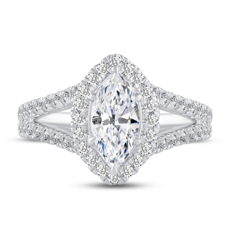 Main Image 3 of Diamond Engagement Ring 1-5/8 ct tw Marquise/Round 14K White Gold