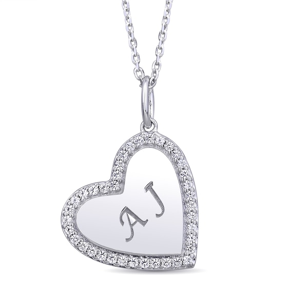 Lab-Created White Sapphire Heart Necklace