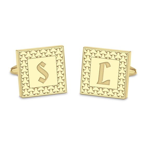 Initial Cuff Links Yellow Gold-Plated Sterling Silver 21mm