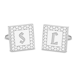 Initial Cuff Links Sterling Silver 21mm