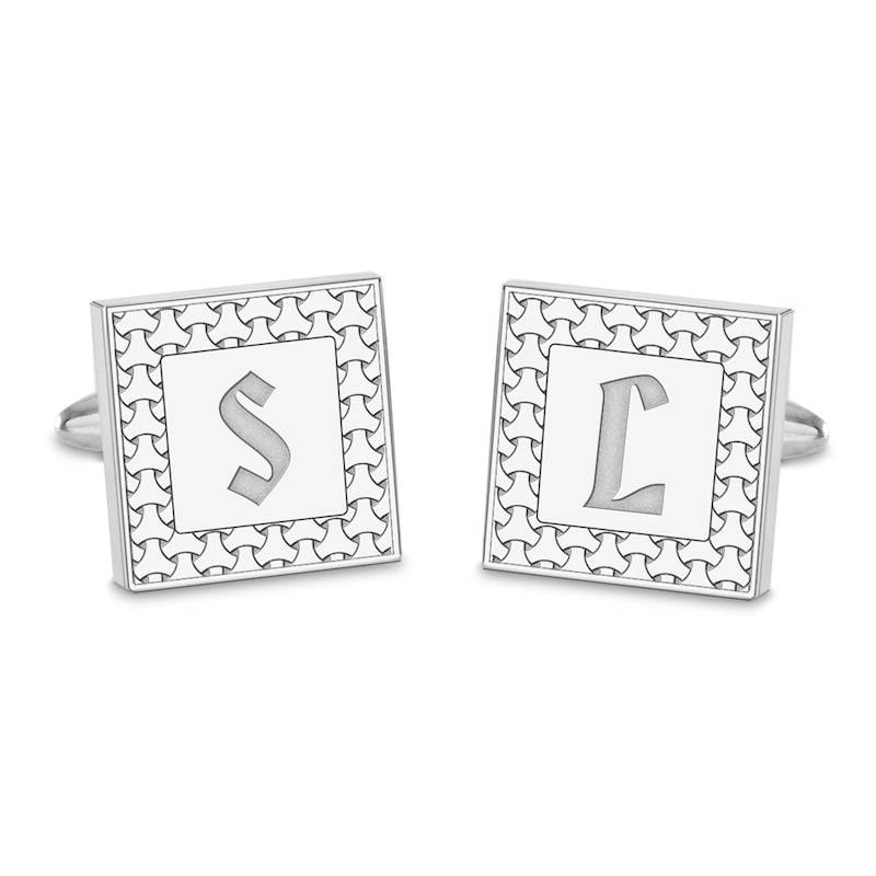 Main Image 1 of Initial Cuff Links Sterling Silver 21mm
