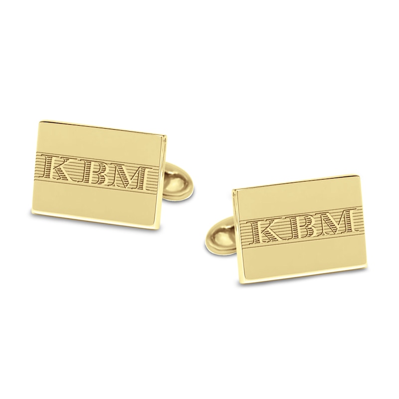 Initial Cuff Links Yellow Gold-Plated Sterling Silver 21mm