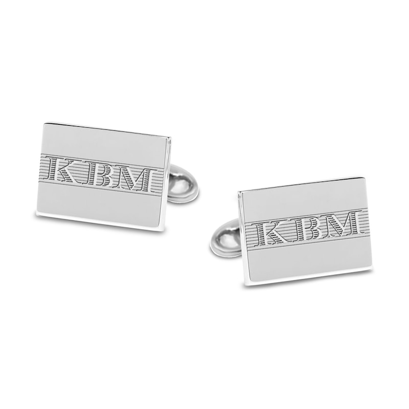 Main Image 1 of Initial Cuff Links Sterling Silver 21mm