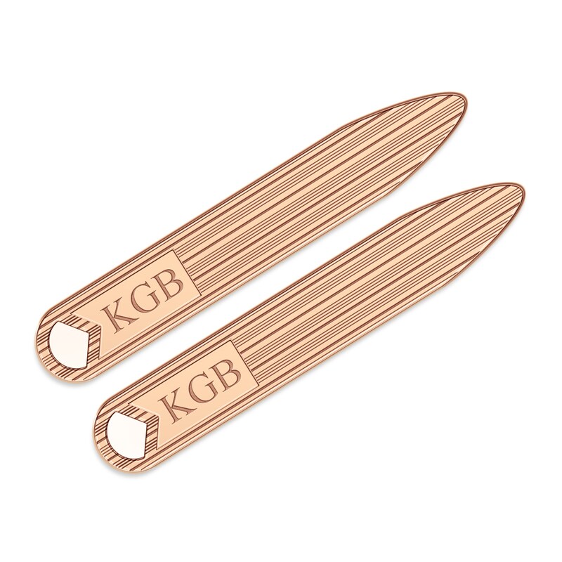 Main Image 1 of Initial Collar Stay 14K Rose Gold 9x56mm
