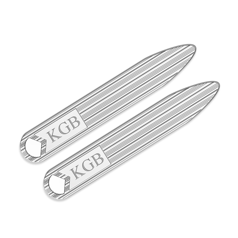 Main Image 1 of Initial Collar Stay 14K White Gold 9x56mm