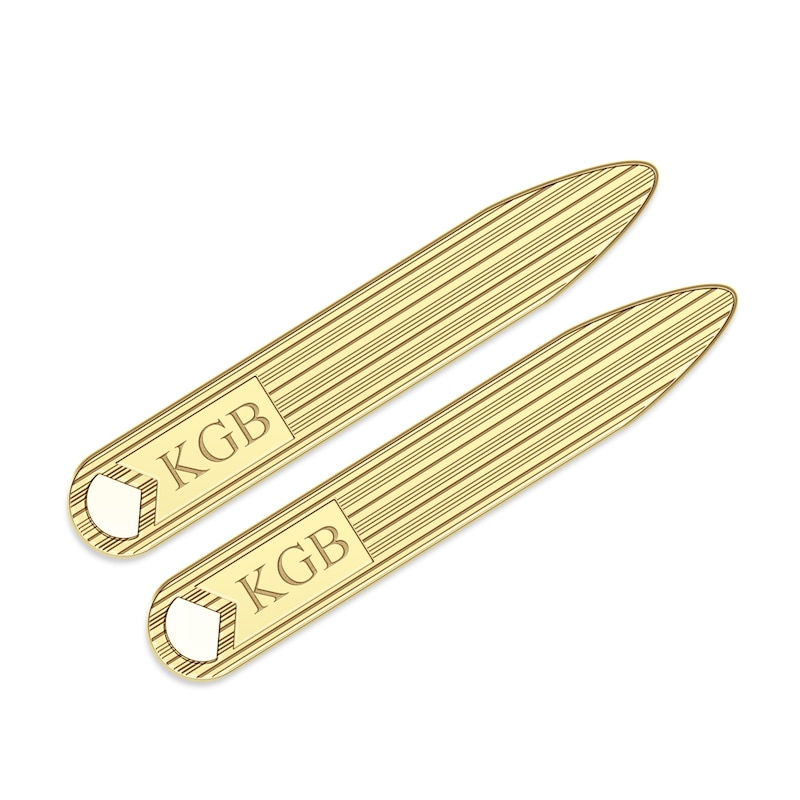 Main Image 1 of Initial Collar Stay 14K Yellow Gold 9x56mm