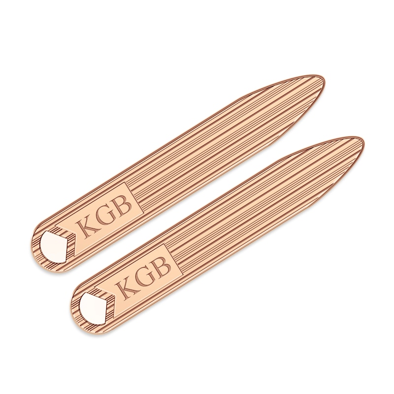 Main Image 1 of Initial Collar Stay Rose Gold-Plated Sterling Silver 9x56mm