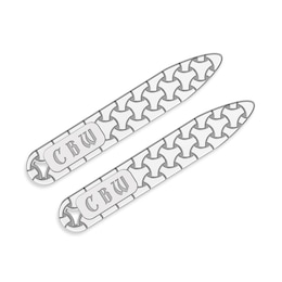 Woven Initial Collar Stay 10K White Gold 9x56mm