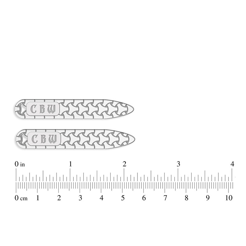 Main Image 2 of Woven Initial Collar Stay 10K White Gold 9x56mm