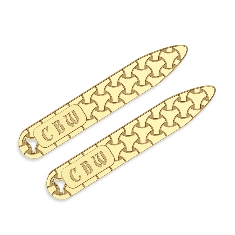 Woven Initial Collar Stay 10K Yellow Gold 9x56mm