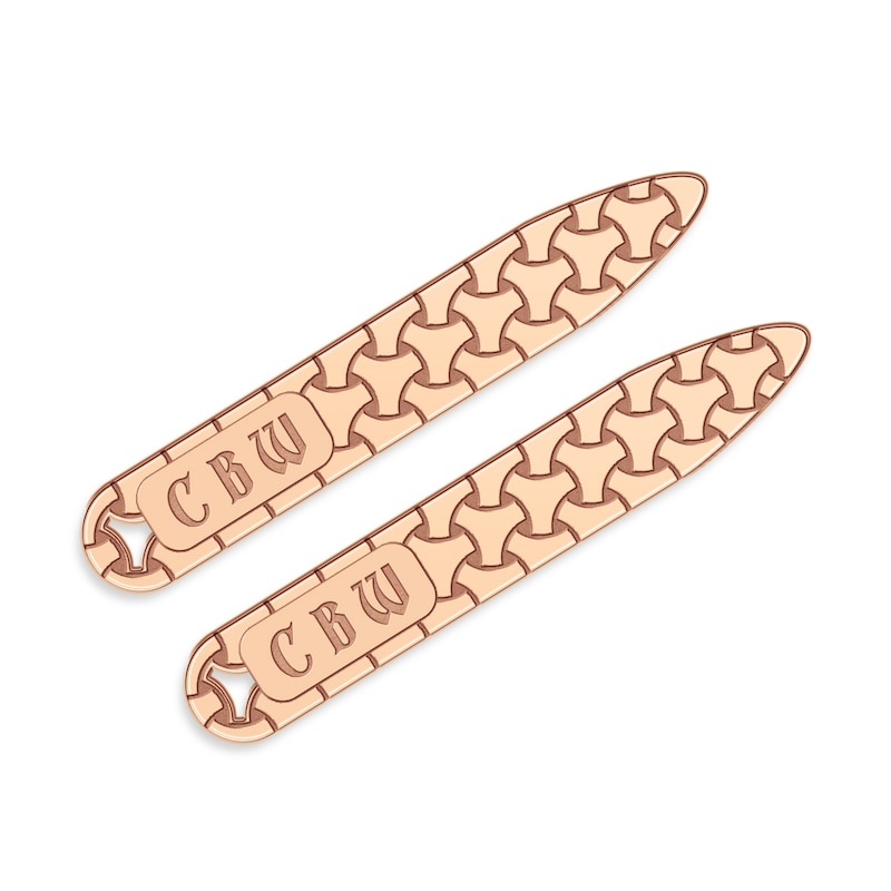 Woven Initial Collar Stay 14K Rose Gold 9x56mm