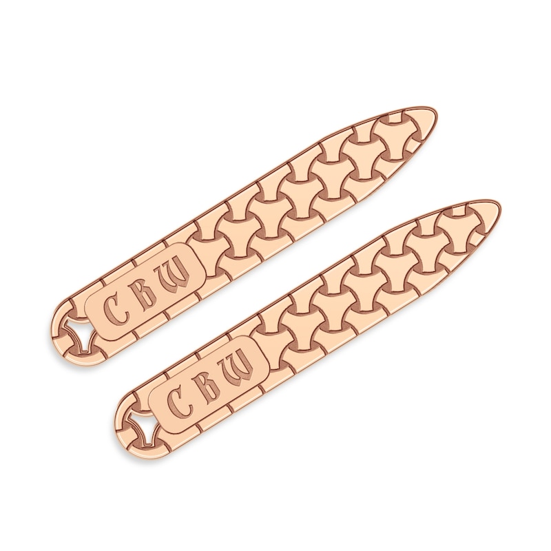 Main Image 1 of Woven Initial Collar Stay 14K Rose Gold 9x56mm