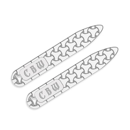Woven Initial Collar Stay 14K White Gold 9x56mm