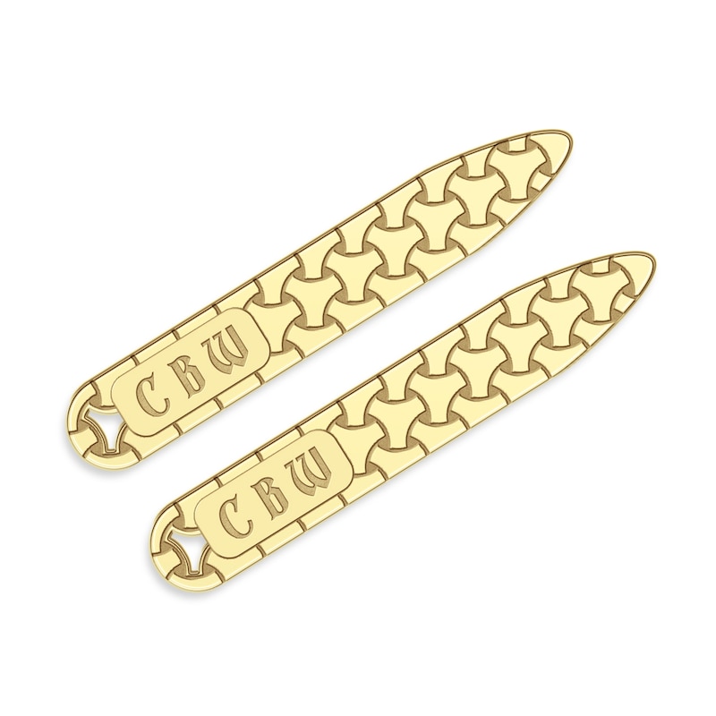 Woven Initial Collar Stay 14K Yellow Gold 9x56mm