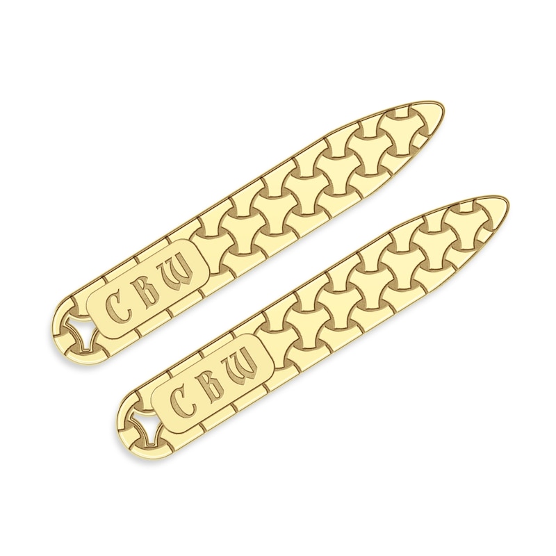 Main Image 1 of Woven Initial Collar Stay 14K Yellow Gold 9x56mm