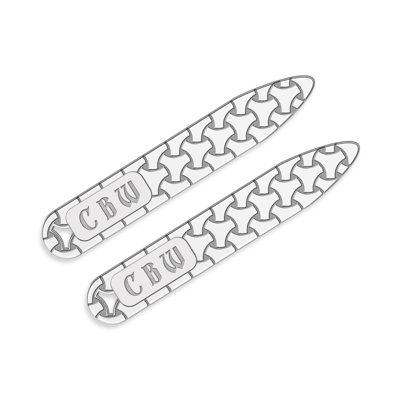 Main Image 1 of Woven Initial Collar Stay Sterling Silver 9x56mm