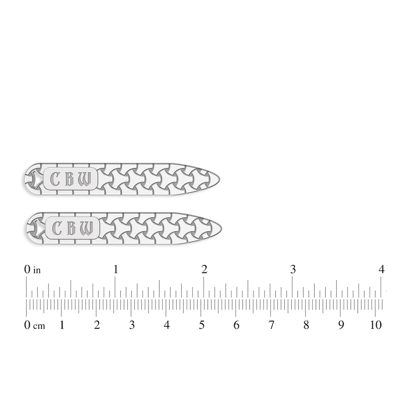 Main Image 2 of Woven Initial Collar Stay Sterling Silver 9x56mm