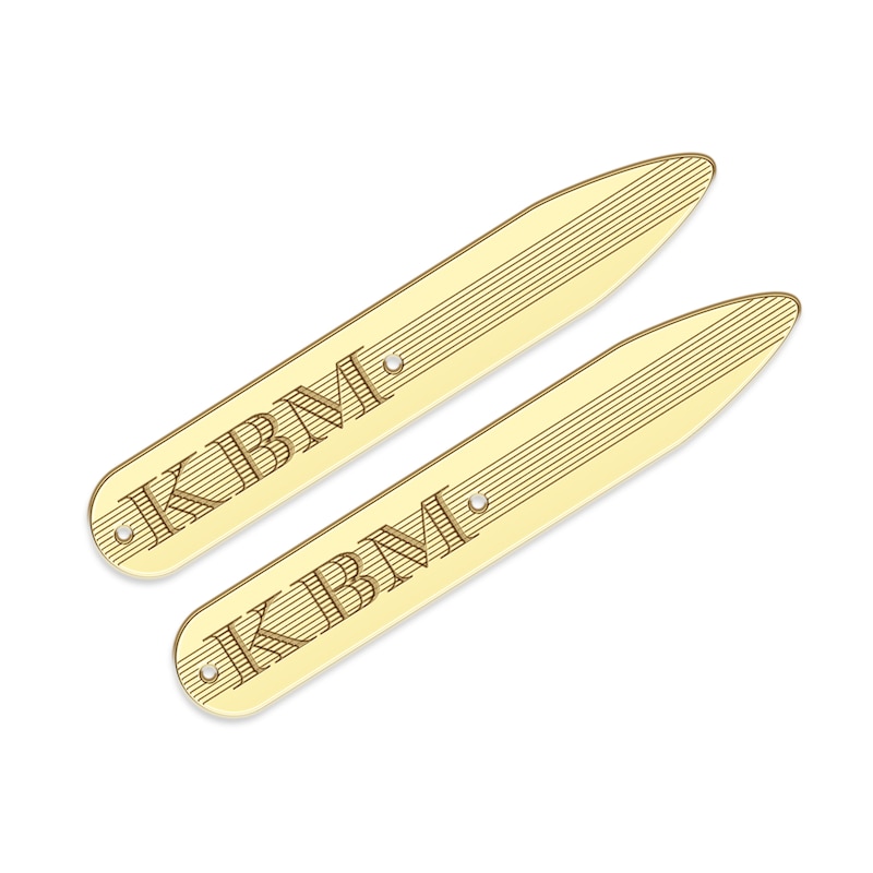 Main Image 1 of Textured Initial Collar Stay 10K Yellow Gold 9x56mm