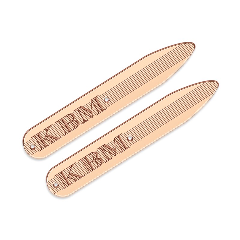 Main Image 1 of Textured Initial Collar Stay 14K Rose Gold 9x56mm