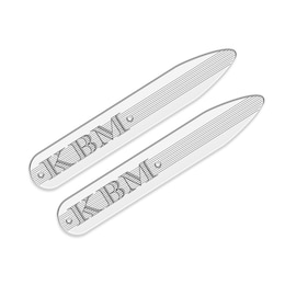 Textured Initial Collar Stay 14K White Gold 9x56mm