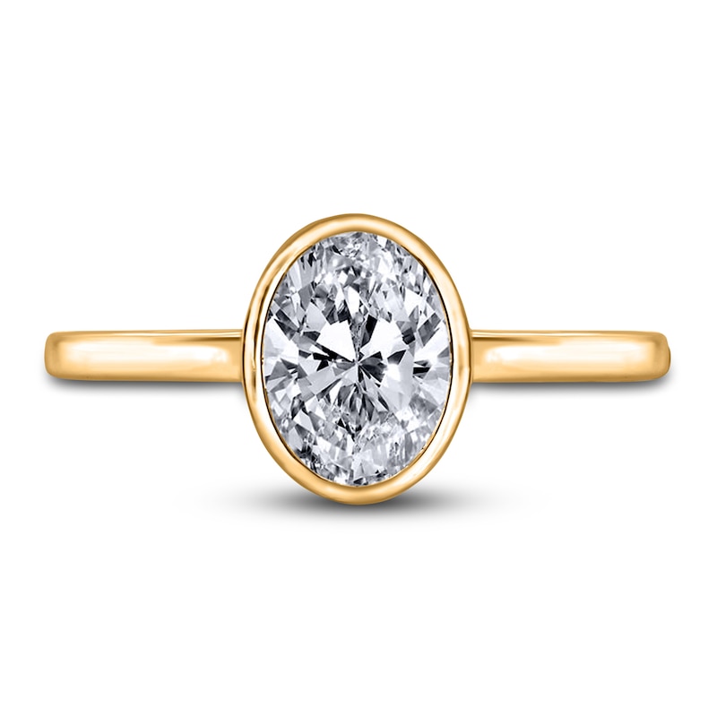Main Image 3 of Diamond Solitaire Engagement Ring 1 ct tw Bezel-Set Oval 14K Yellow Gold (I2/I)