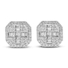 Diamond Stud Earrings 1-1/4 ct tw Round/Baguette 14K White Gold