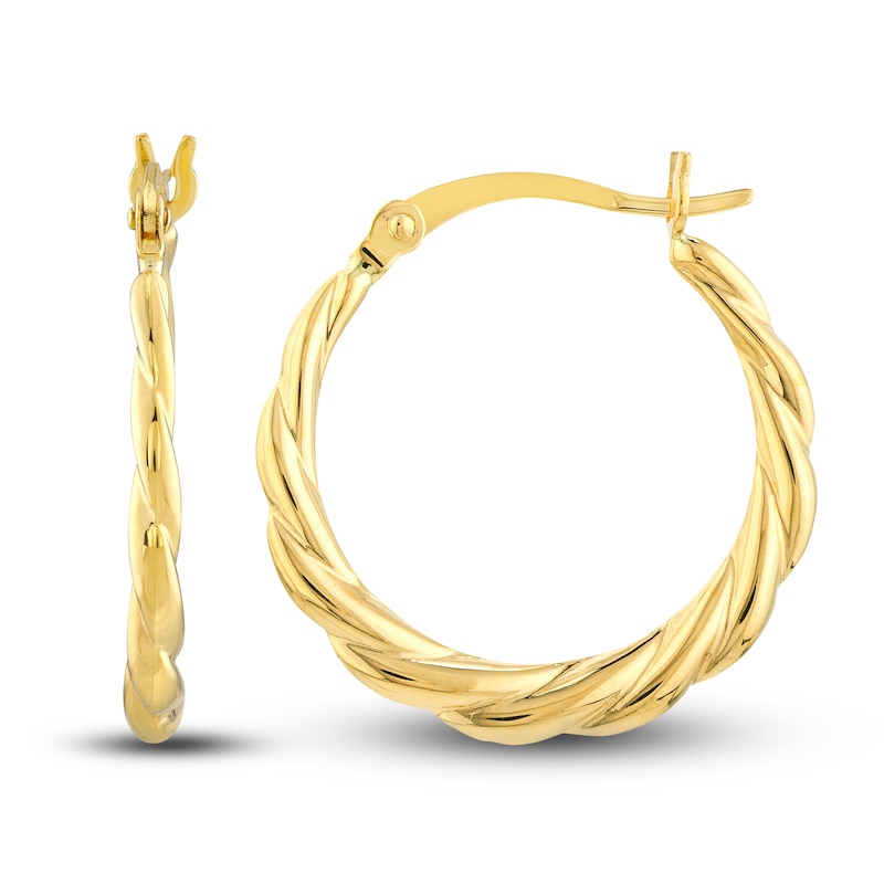 Round Twisted Hoop Earrings 14K Yellow Gold 20mm