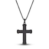Thumbnail Image 1 of Men's Black Wood Cross Necklace Black Ion-Plated Stainless Steel 24"