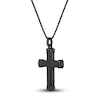Thumbnail Image 2 of Men's Black Wood Cross Necklace Black Ion-Plated Stainless Steel 24"