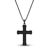 Thumbnail Image 3 of Men's Black Wood Cross Necklace Black Ion-Plated Stainless Steel 24"
