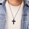Thumbnail Image 5 of Men's Black Wood Cross Necklace Black Ion-Plated Stainless Steel 24"