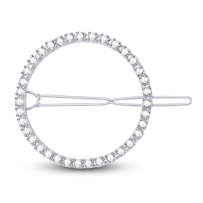 Kenneth Jay Lane Simulated Pearl Hair Pin Rhodium-Plated Brass