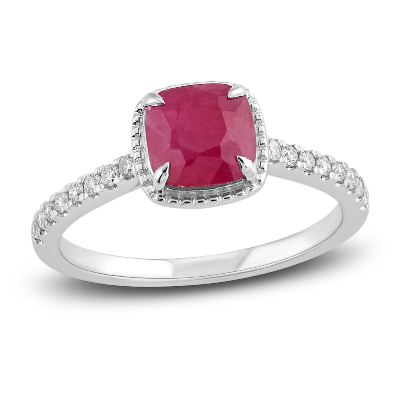 Main Image 1 of Natural Ruby Engagement Ring 1/6 ct tw 14K White Gold