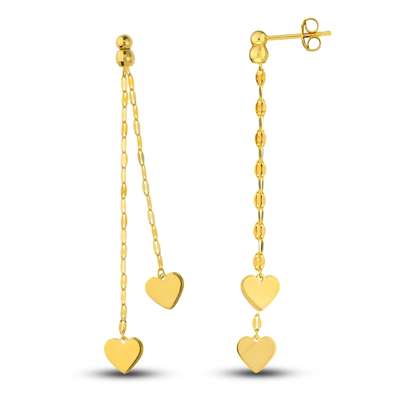 14k Yellow Gold Twine Rope With A Dangling Heart Charm Band