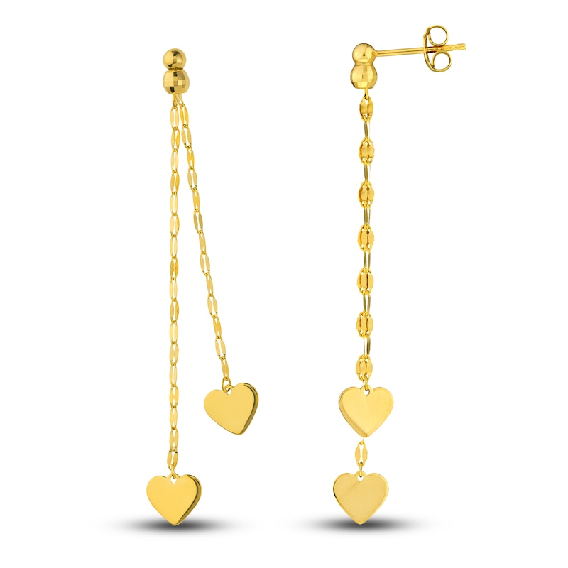 Main Image 2 of Heart Dangle Earrings 14K Yellow Gold