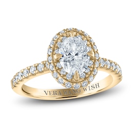 Vera Wang WISH Diamond Engagement Ring 2-3/8 ct tw Oval/ Round 18K Yellow Gold