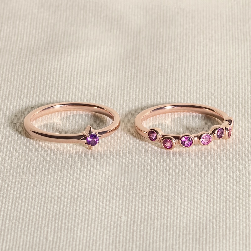 Main Image 4 of Juliette Maison Natural Pink Tourmaline & Natural Garnet Ring 10K Yellow Gold