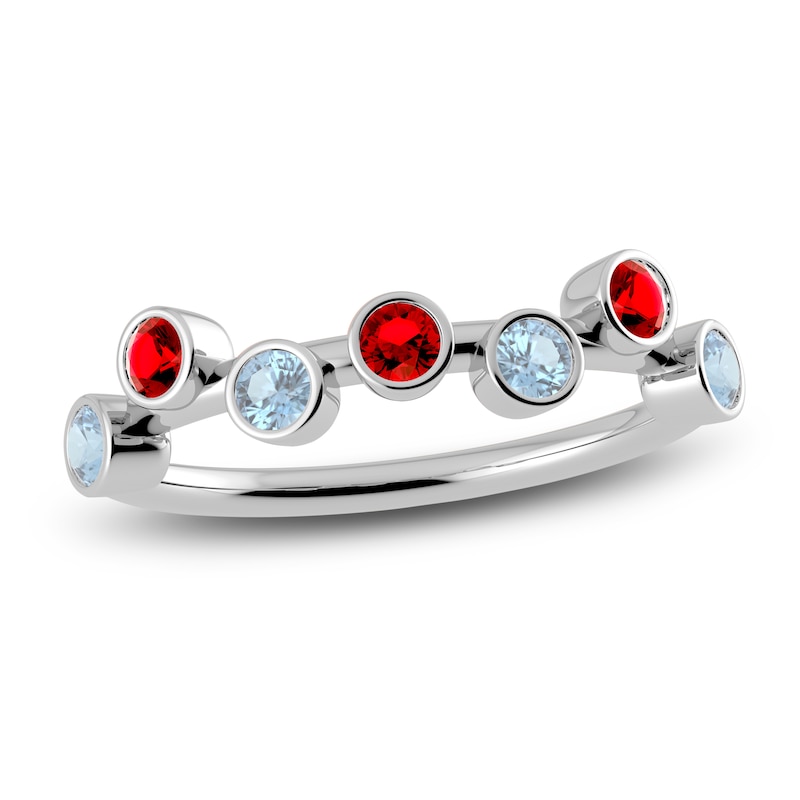 Main Image 1 of Juliette Maison Natural Aquamarine & Natural Ruby Ring 10K White Gold
