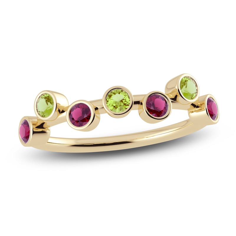 Main Image 1 of Juliette Maison Natural Peridot & Natural Rhodolite Garnet Ring 10K Yellow Gold