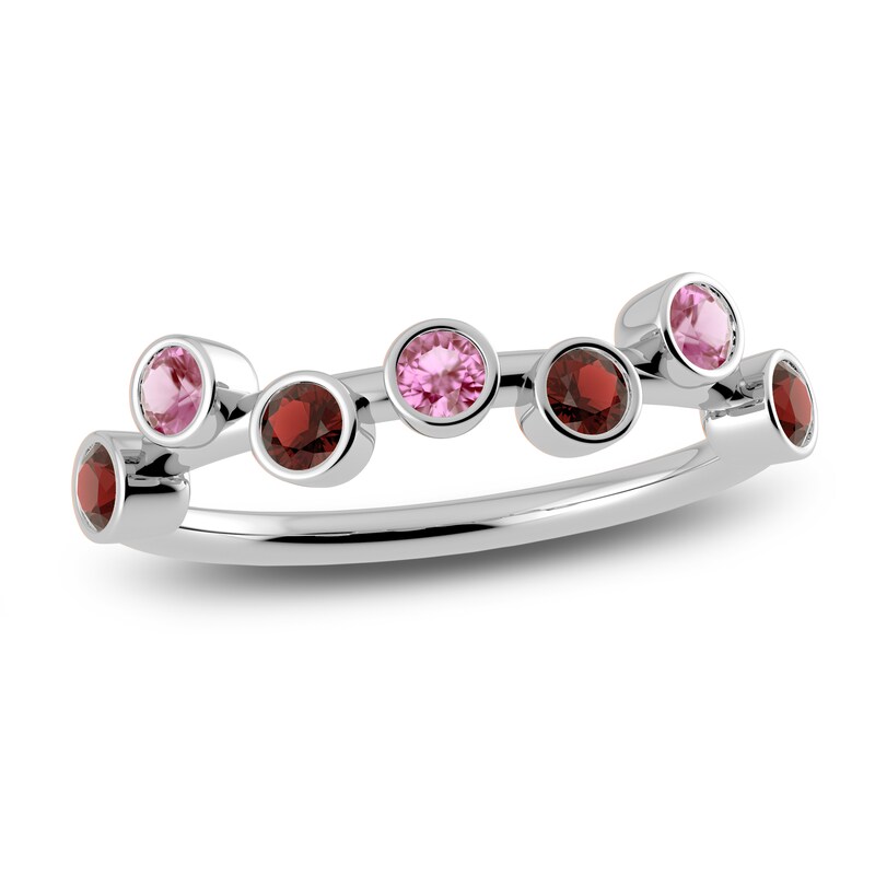 Main Image 1 of Juliette Maison Natural Pink Tourmaline & Natural Garnet Ring 10K White Gold
