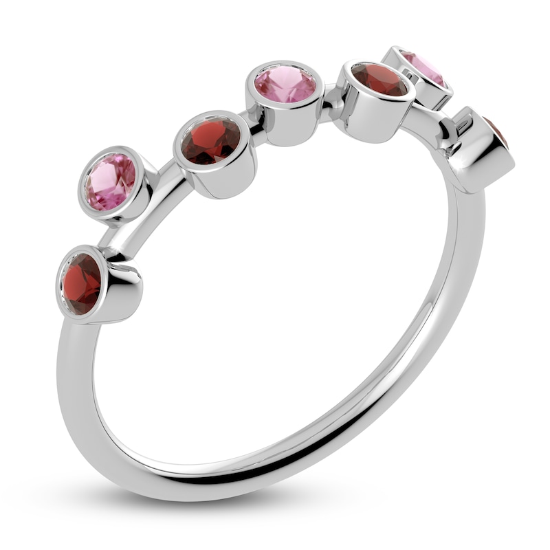 Main Image 2 of Juliette Maison Natural Pink Tourmaline & Natural Garnet Ring 10K White Gold